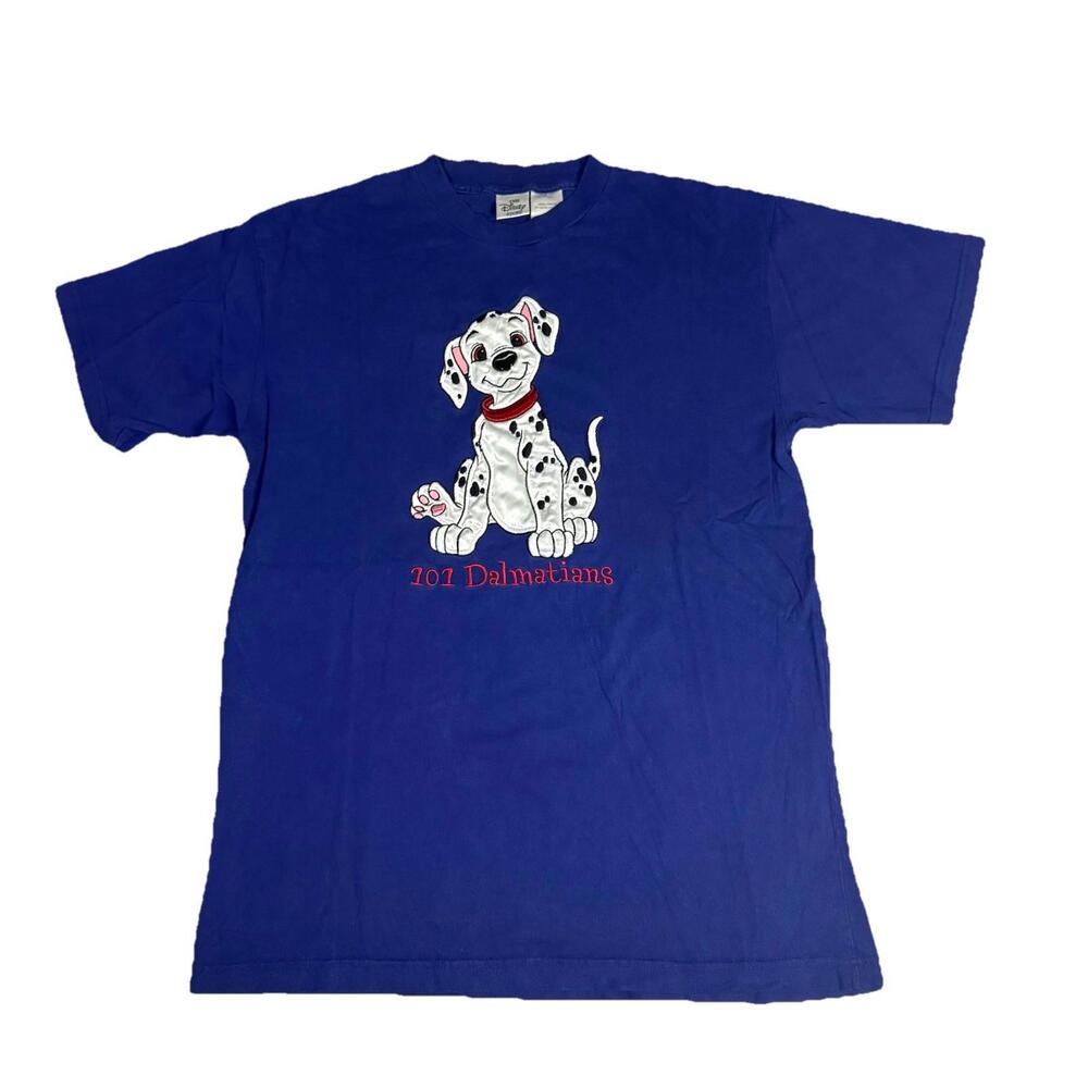 Vintage 101 Dalmatians Disney Store T Shirt Embroidered Blue Rare Men’s Large